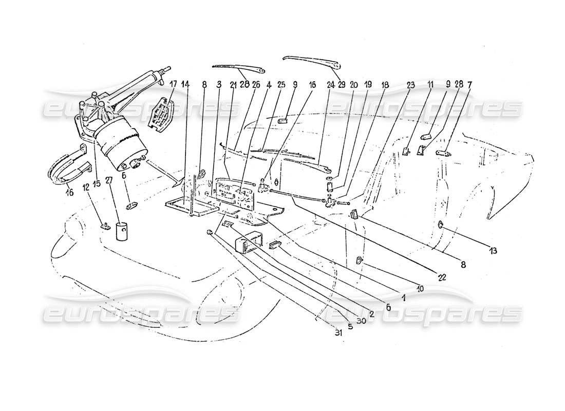 Ferrari 365 GT 2+2 (Coachwork) Electric Wipers Parts Diagram