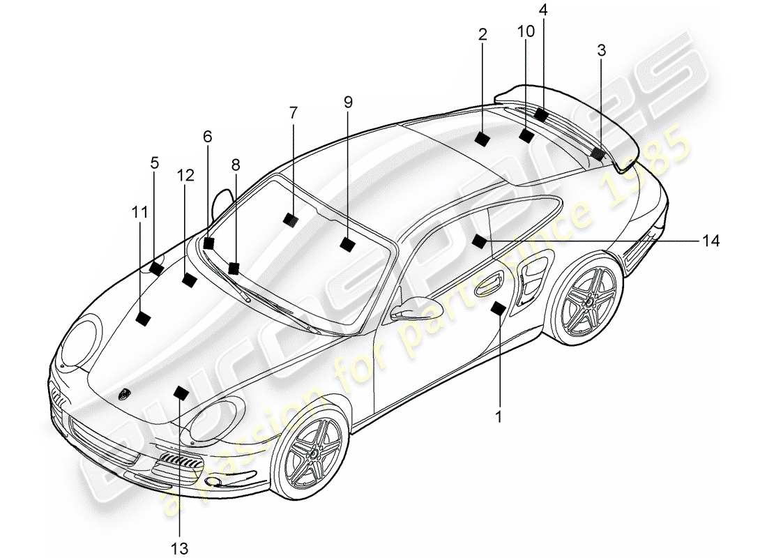 Porsche 911 T/GT2RS (2013) signs/notices Part Diagram