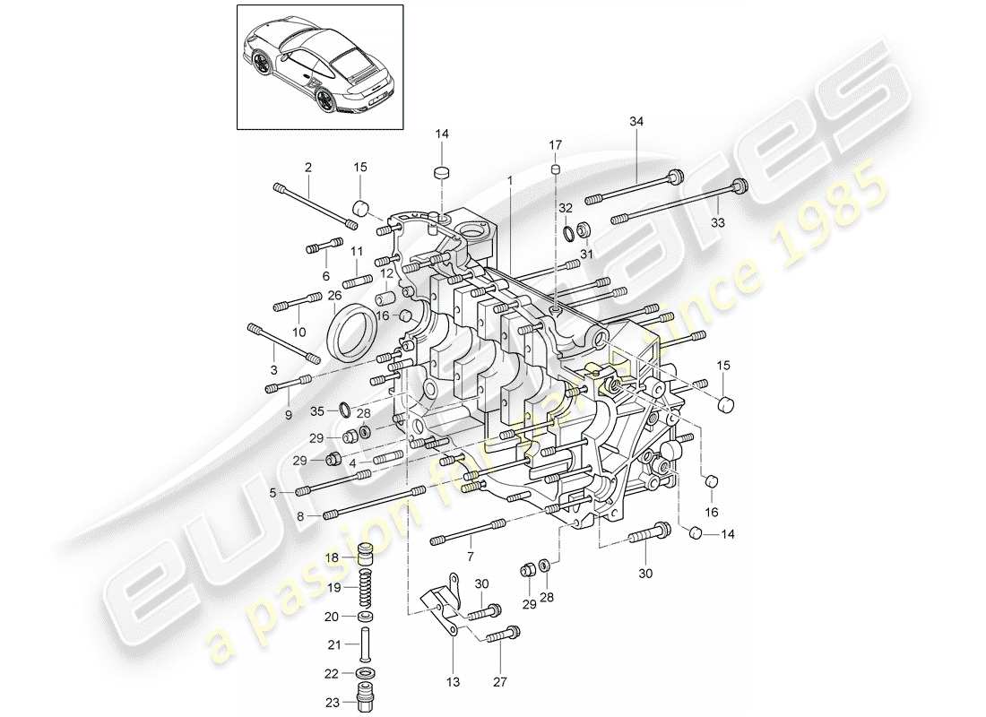 Porsche 911 T/GT2RS (2013) crankcase Part Diagram
