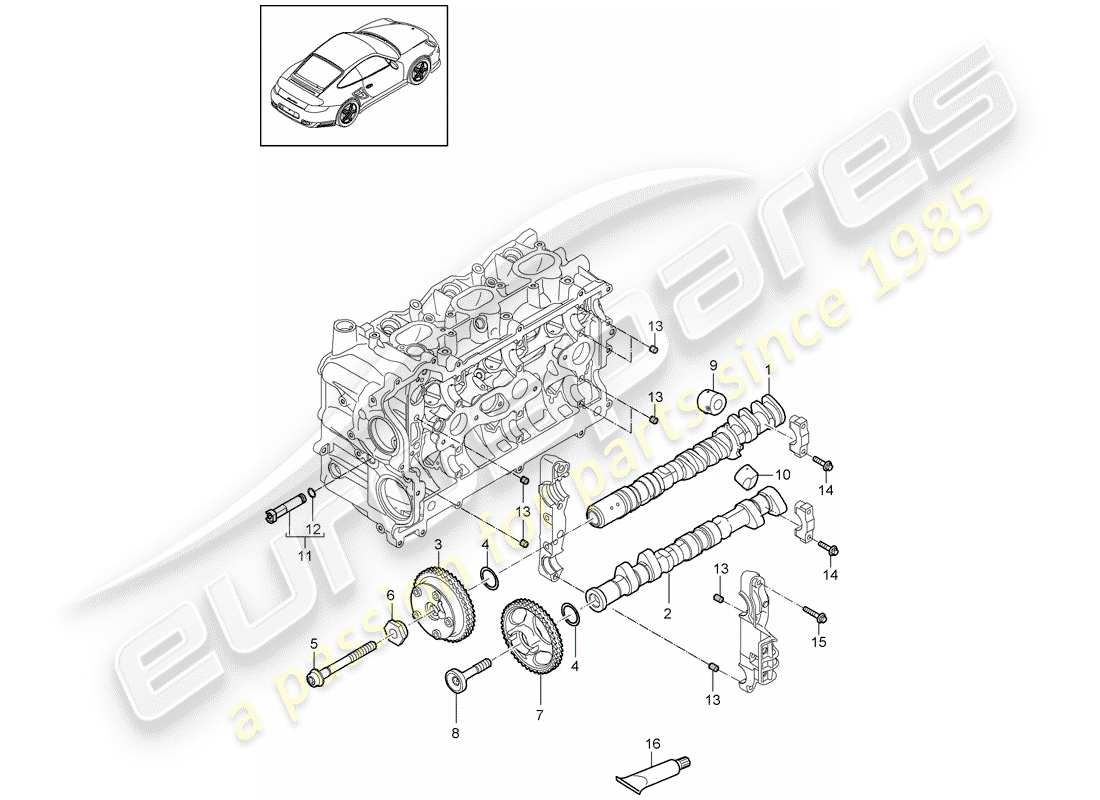 Porsche 911 T/GT2RS (2013) camshaft Part Diagram