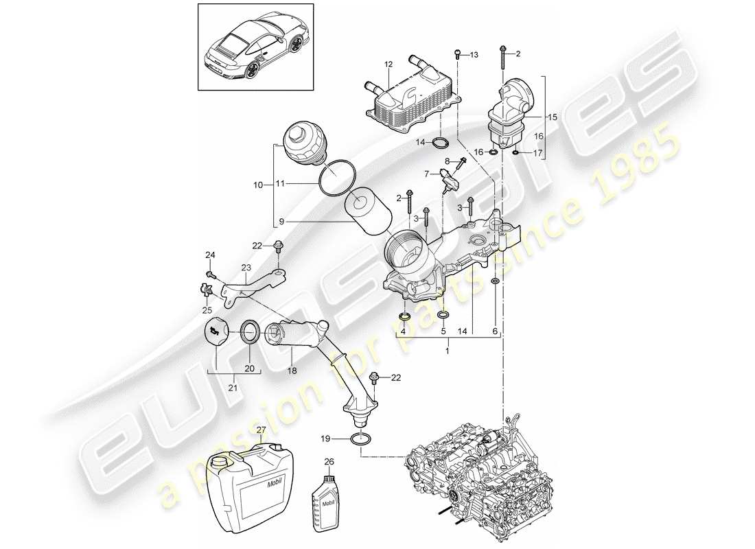 Porsche 911 T/GT2RS (2013) Engine Lubrication Part Diagram