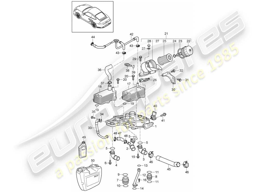 Porsche 911 T/GT2RS (2013) OIL FILTER Part Diagram