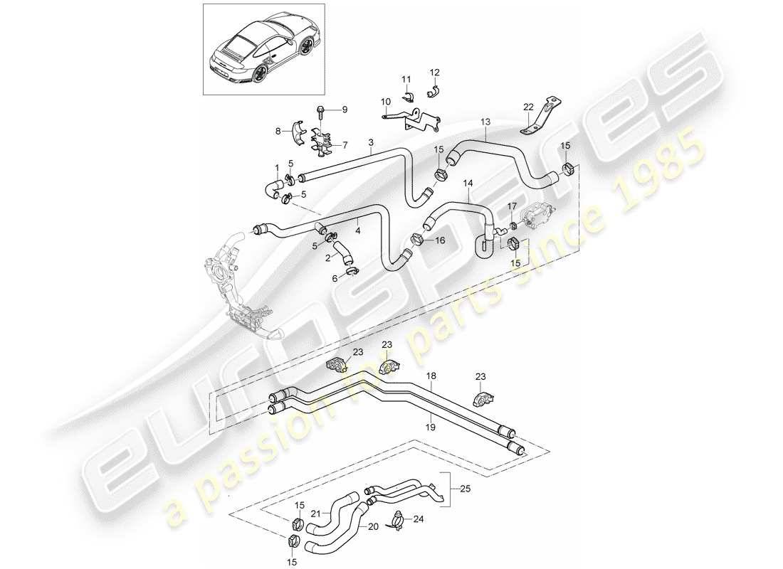 Porsche 911 T/GT2RS (2013) lines Part Diagram
