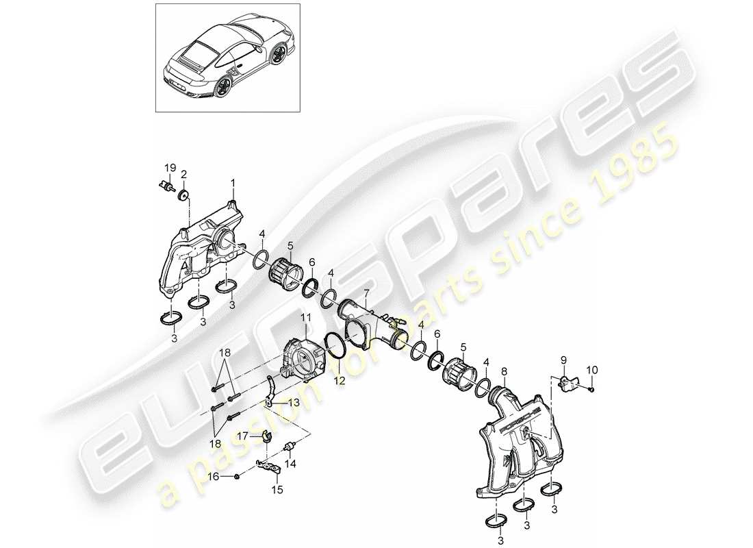 Porsche 911 T/GT2RS (2013) intake air distributor Part Diagram