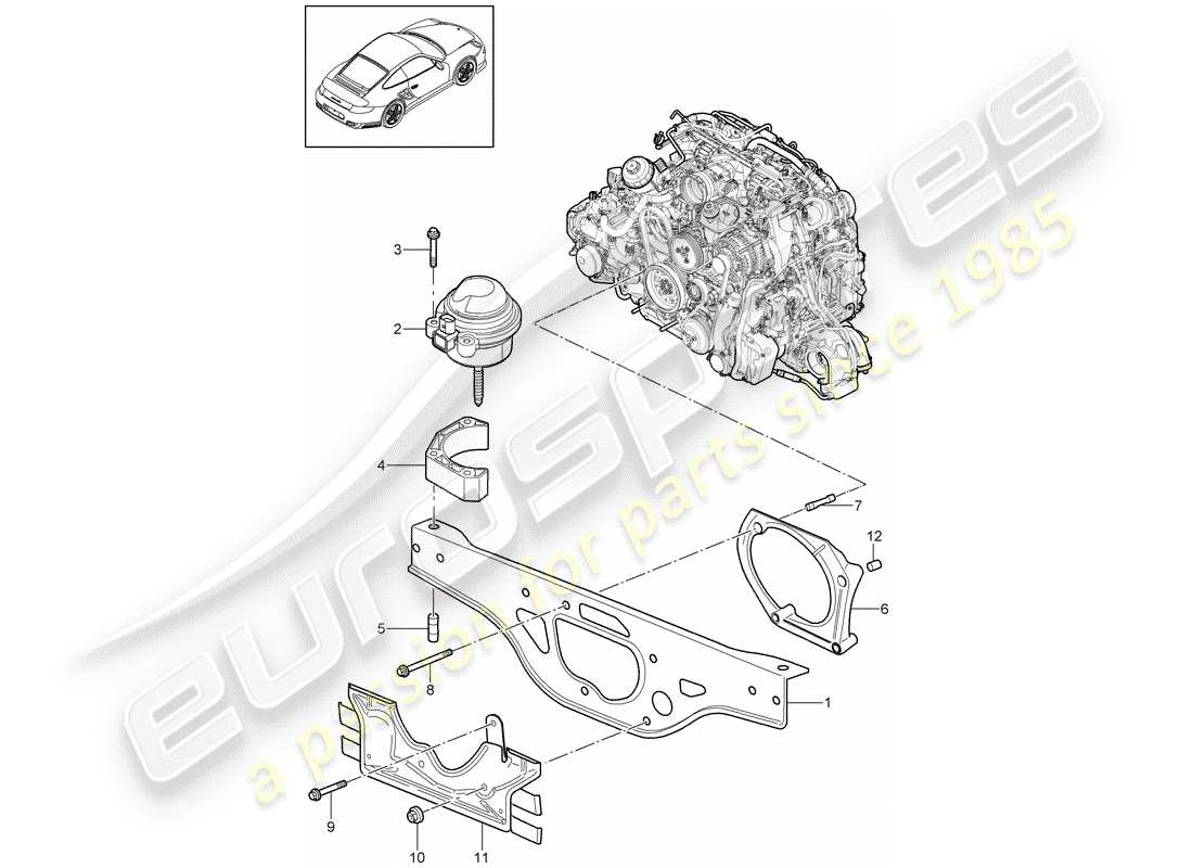 Porsche 911 T/GT2RS (2013) engine suspension Part Diagram
