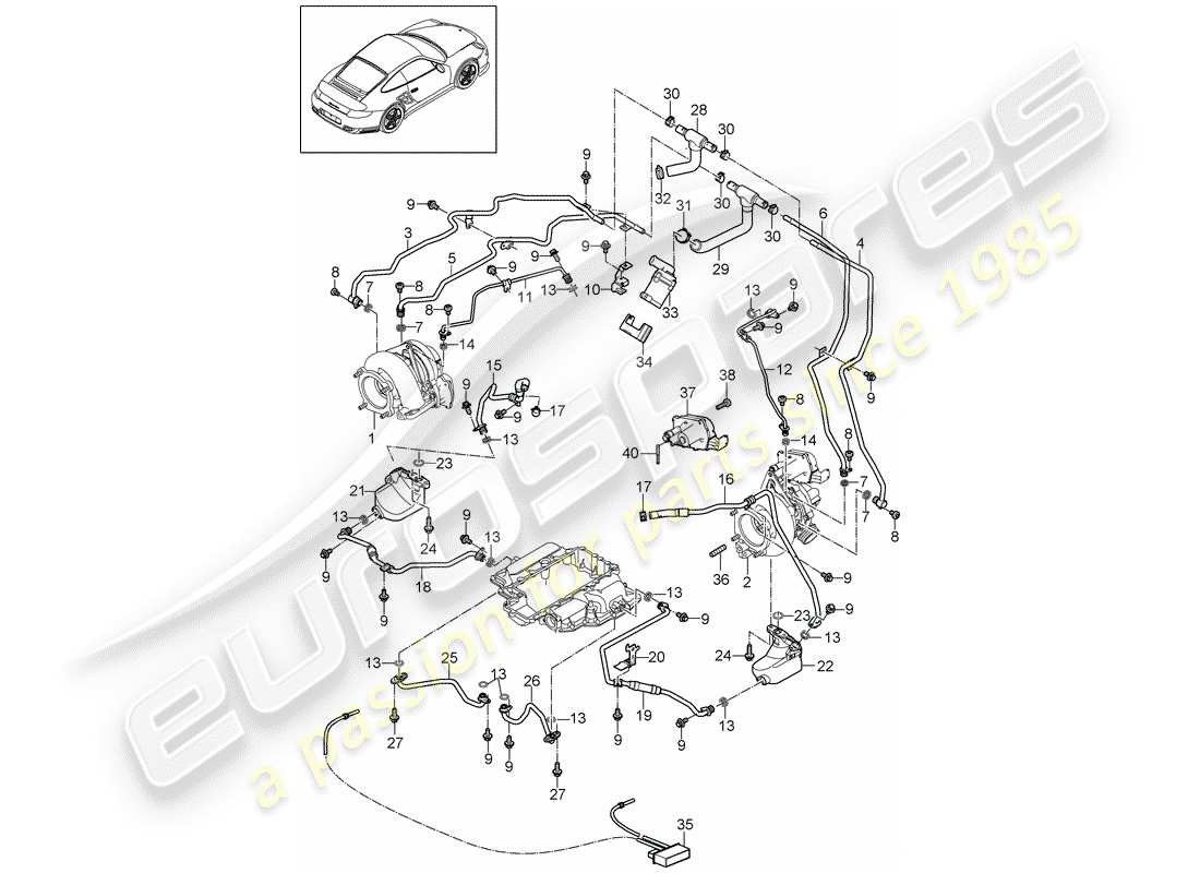 Porsche 911 T/GT2RS (2013) EXHAUST GAS TURBOCHARGER Part Diagram
