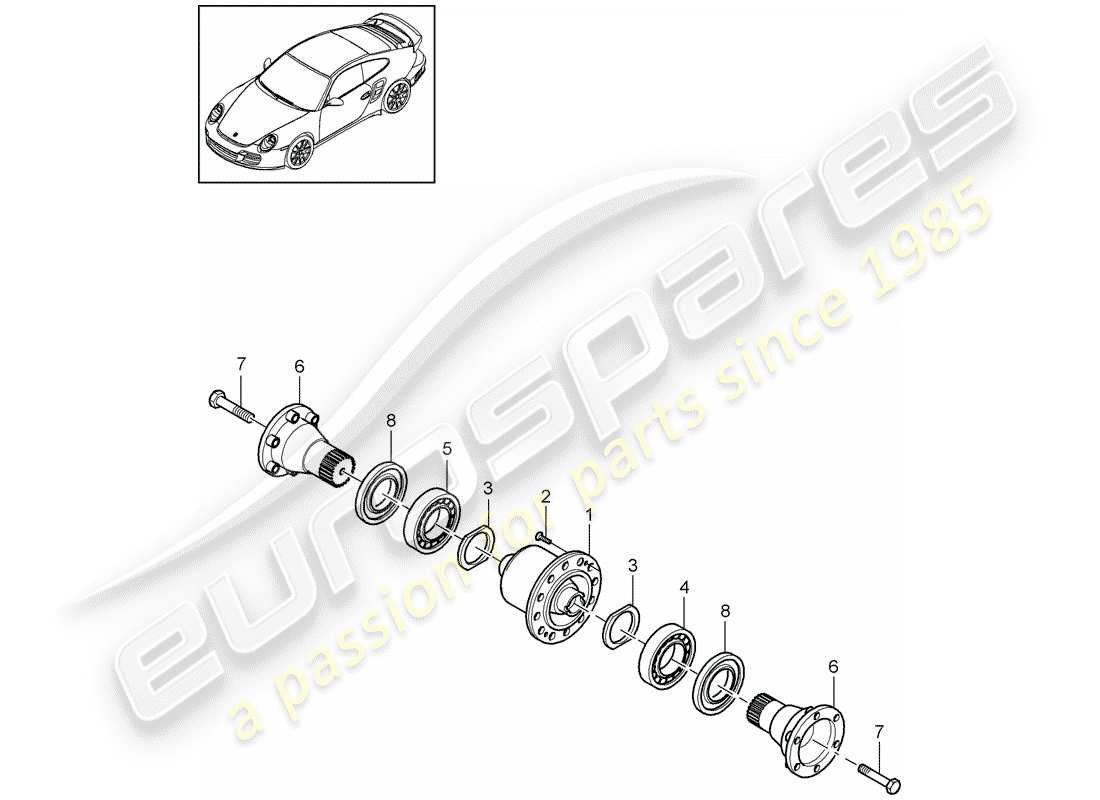 Porsche 911 T/GT2RS (2013) LIMITED SLIP DIFFERENTIAL Part Diagram
