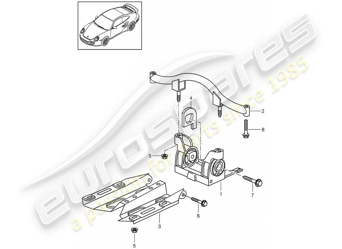 Porsche 911 T/GT2RS (2013) TRANSMISSION SUSPENSION Part Diagram