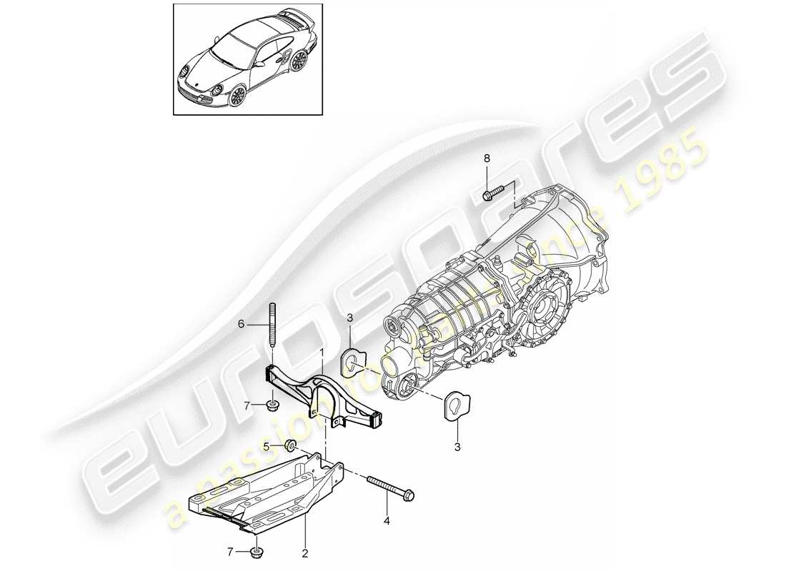 Porsche 911 T/GT2RS (2013) TRANSMISSION SUSPENSION Part Diagram