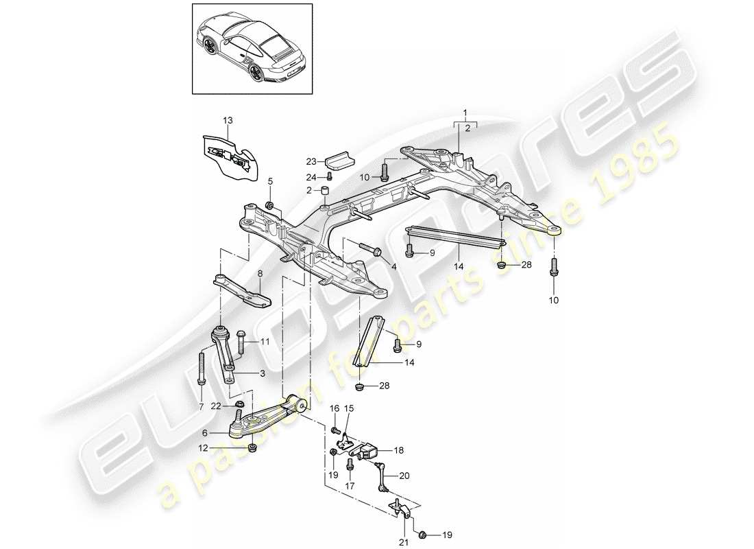 Porsche 911 T/GT2RS (2013) CROSS MEMBER Part Diagram