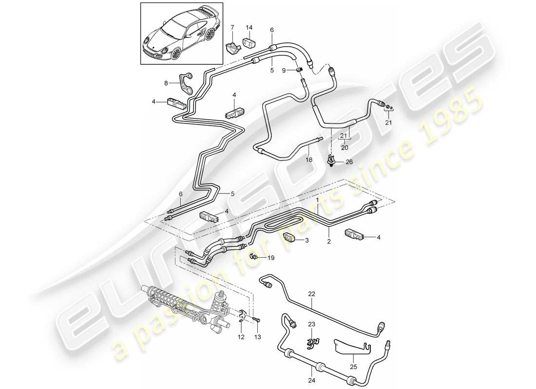 Porsche 911 T/GT2RS (2013) POWER STEERING Part Diagram
