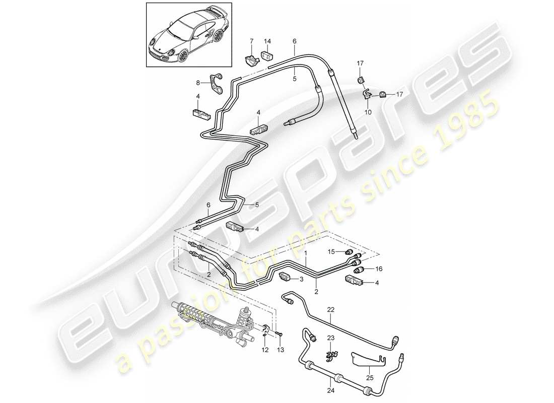 Porsche 911 T/GT2RS (2013) POWER STEERING Part Diagram