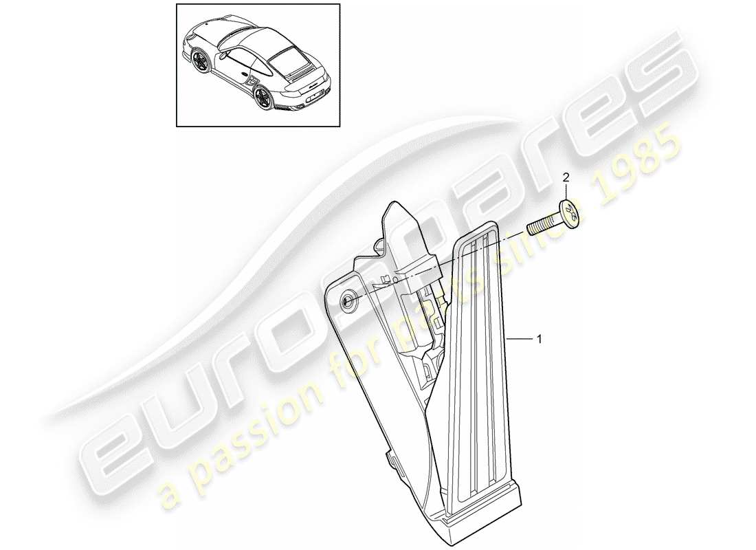 Porsche 911 T/GT2RS (2013) Pedals Part Diagram