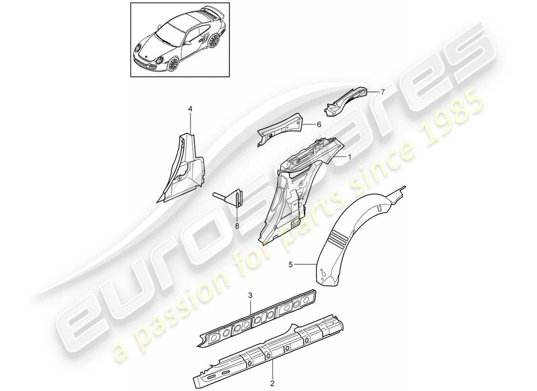 Porsche 911 T/GT2RS (2013) SIDE PANEL Part Diagram