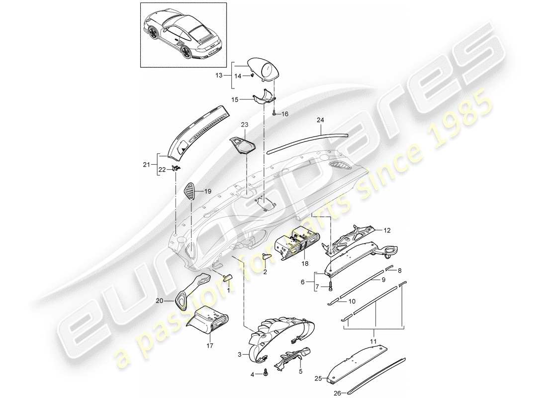 Porsche 911 T/GT2RS (2013) Accessories Part Diagram