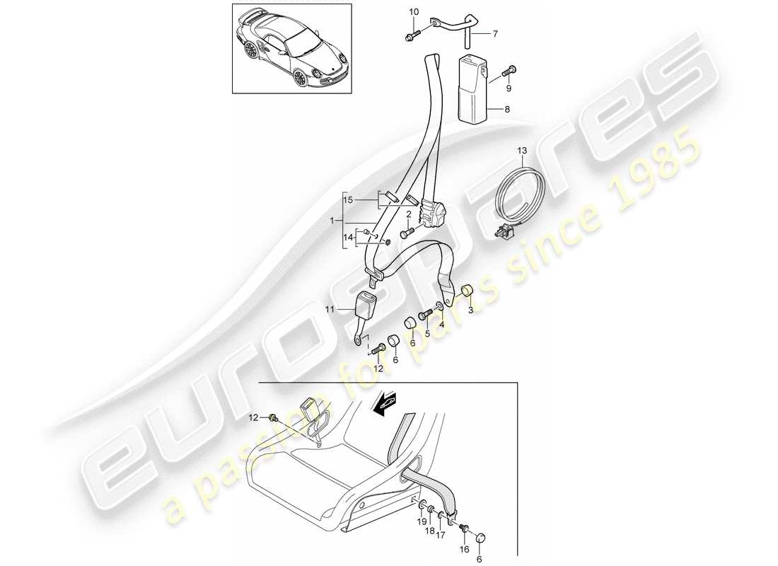 Porsche 911 T/GT2RS (2013) SEAT BELT Part Diagram