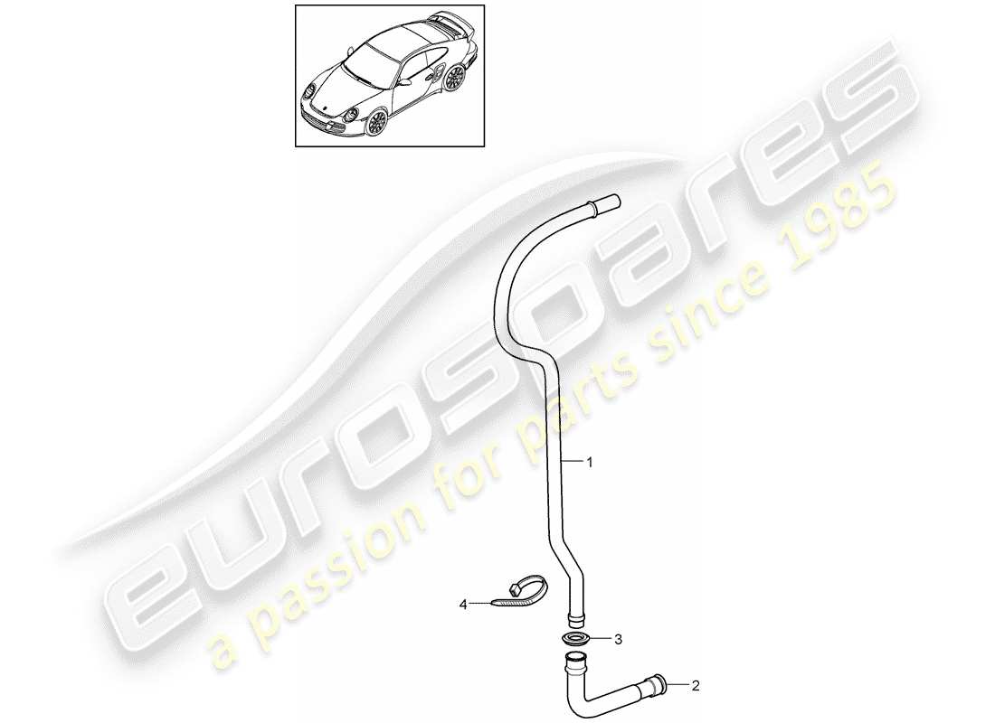 Porsche 911 T/GT2RS (2013) WATER DRAIN PIPE Part Diagram