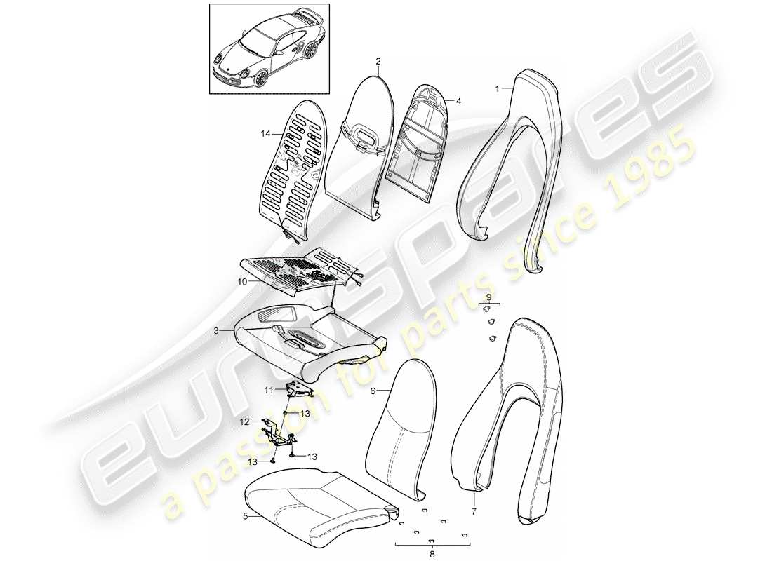 Porsche 911 T/GT2RS (2013) foam part Part Diagram