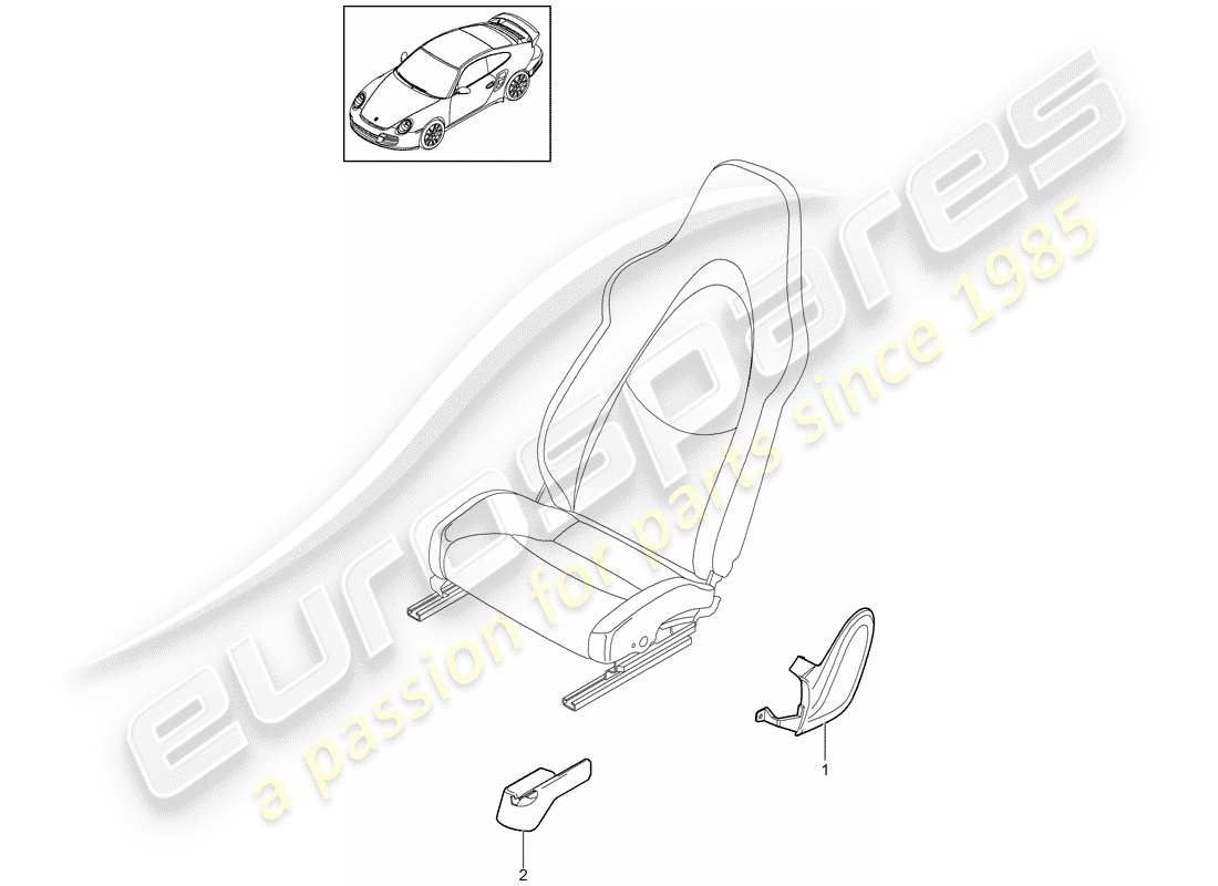 Porsche 911 T/GT2RS (2013) FRONT SEAT Part Diagram