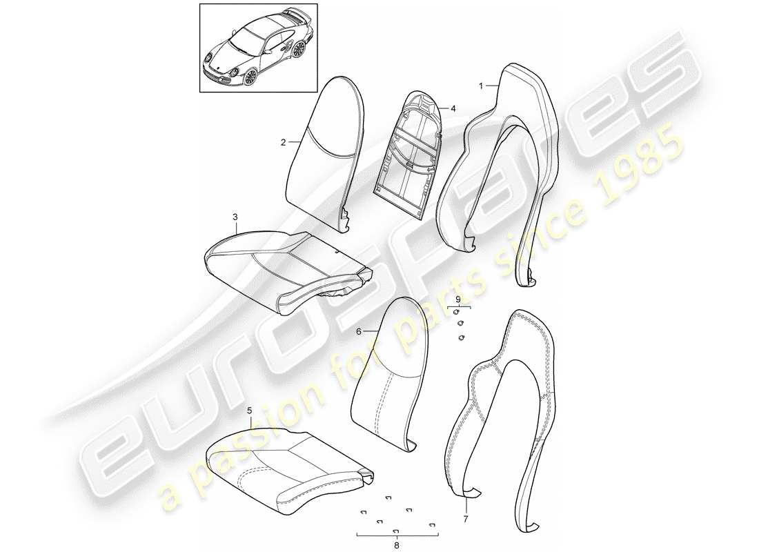 Porsche 911 T/GT2RS (2013) foam part Part Diagram