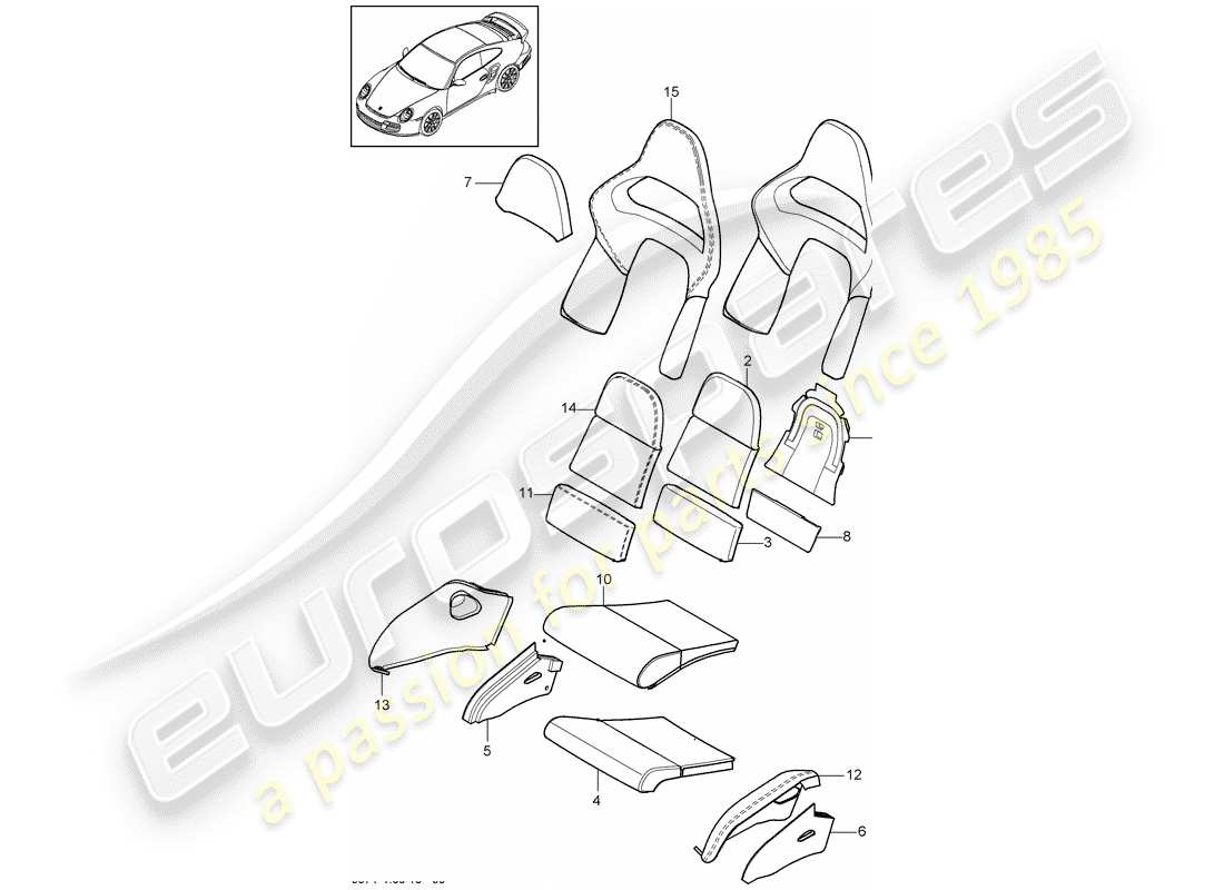 Porsche 911 T/GT2RS (2013) foam part Part Diagram