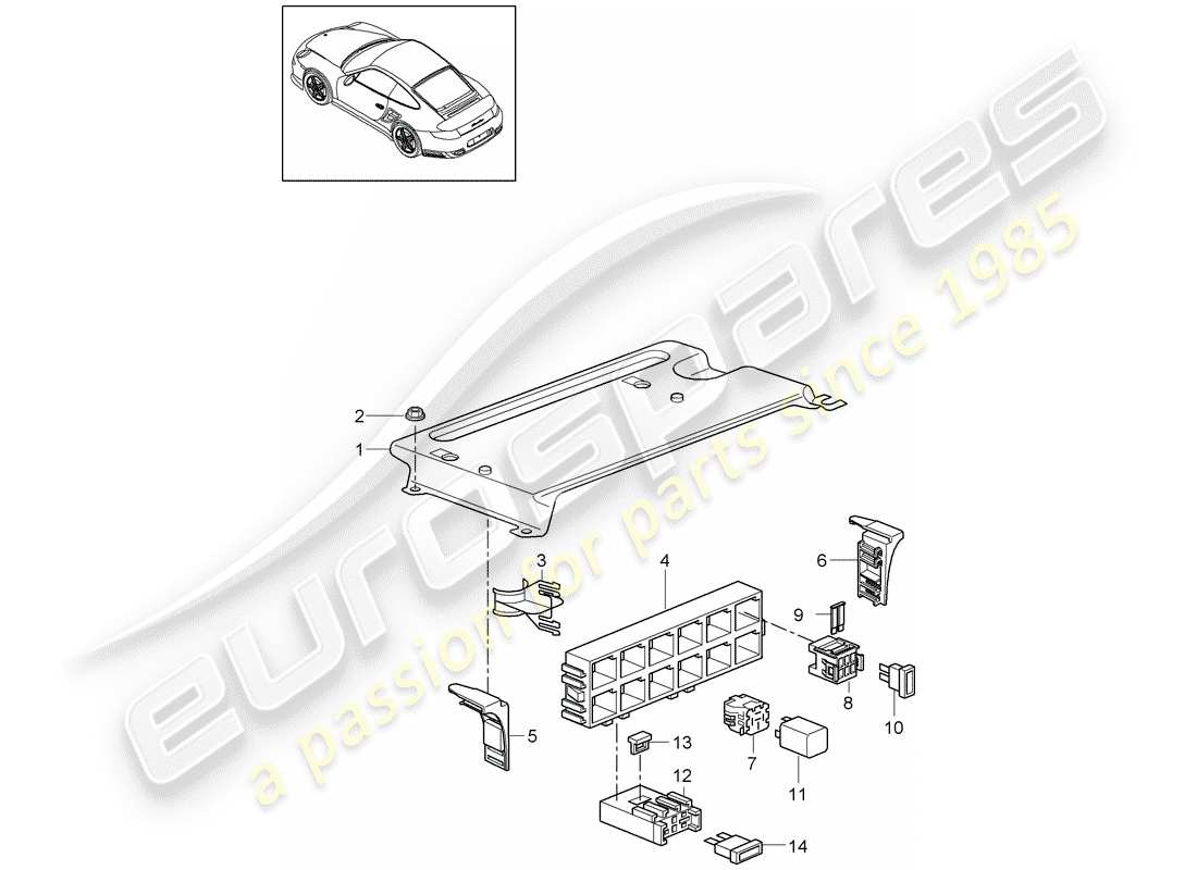 Porsche 911 T/GT2RS (2013) fuse box/relay plate Part Diagram