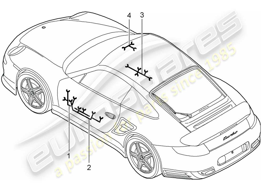Porsche 911 T/GT2RS (2013) wiring harnesses Part Diagram