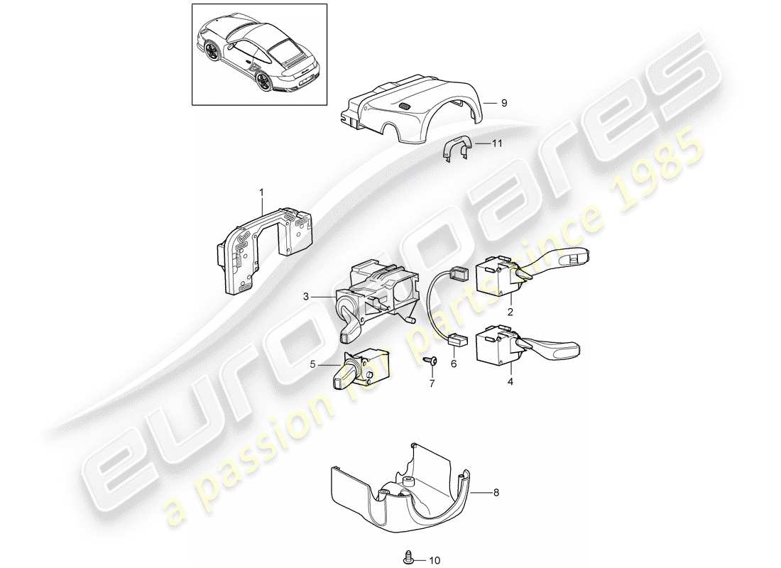 Porsche 911 T/GT2RS (2013) STEERING COLUMN SWITCH Part Diagram