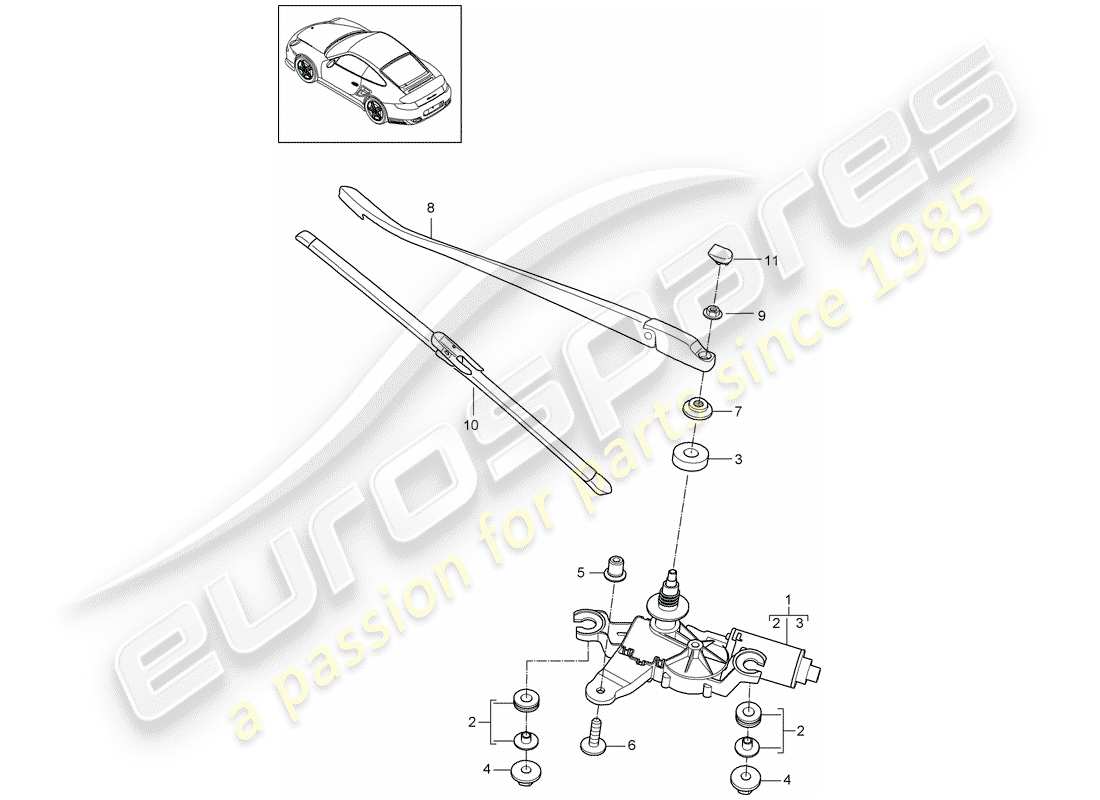 Porsche 911 T/GT2RS (2013) REAR WINDOW WIPER Part Diagram