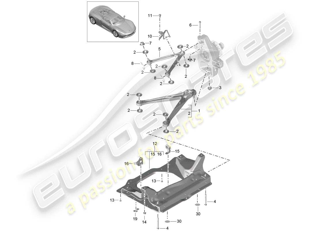 Porsche 918 Spyder (2015) track control arm Parts Diagram