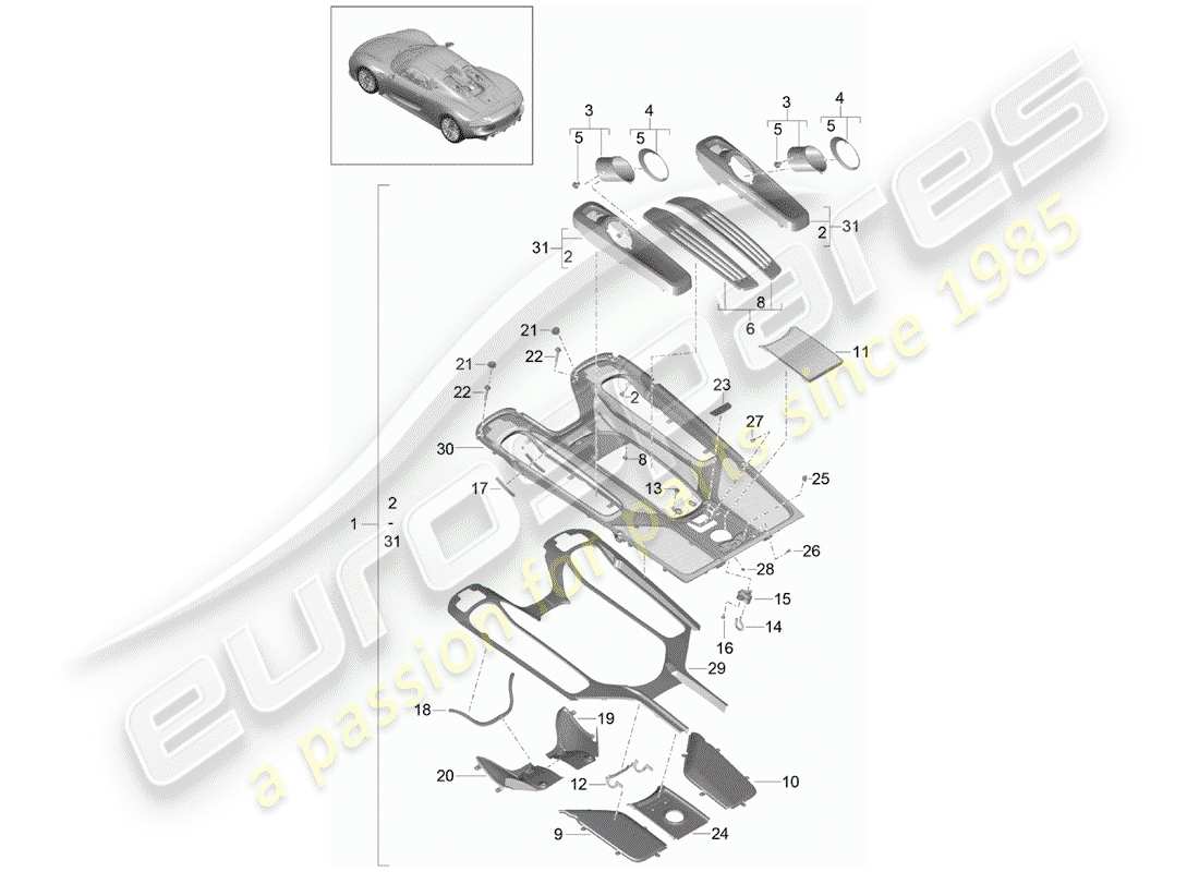 Porsche 918 Spyder (2015) COVER Parts Diagram