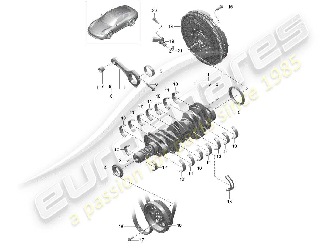 Porsche 991 (2014) crankshaft Part Diagram