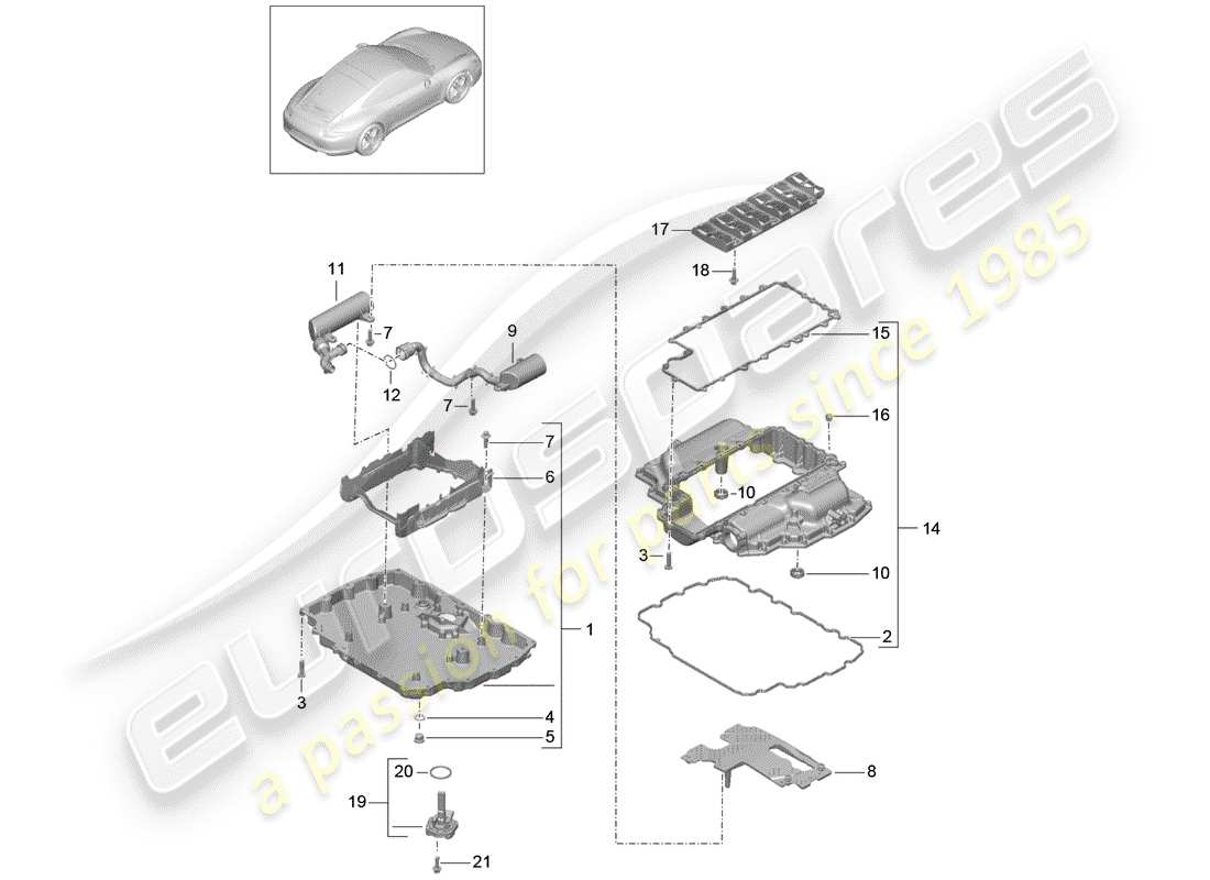 Porsche 991 (2014) OIL PAN Part Diagram