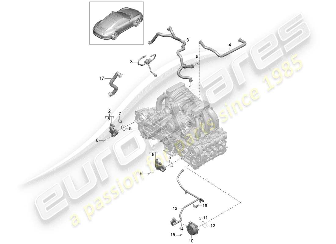 Porsche 991 (2014) crankcase Part Diagram