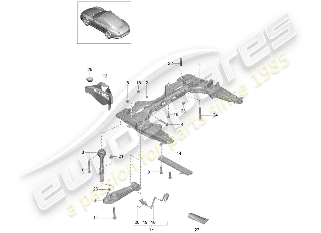 Porsche 991 (2014) CROSS MEMBER Part Diagram