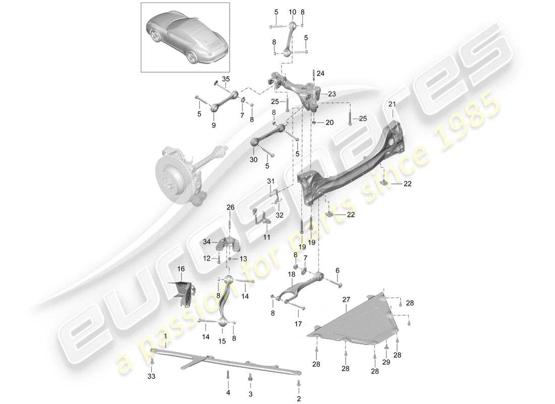 Porsche 991 (2014) rear axle Part Diagram