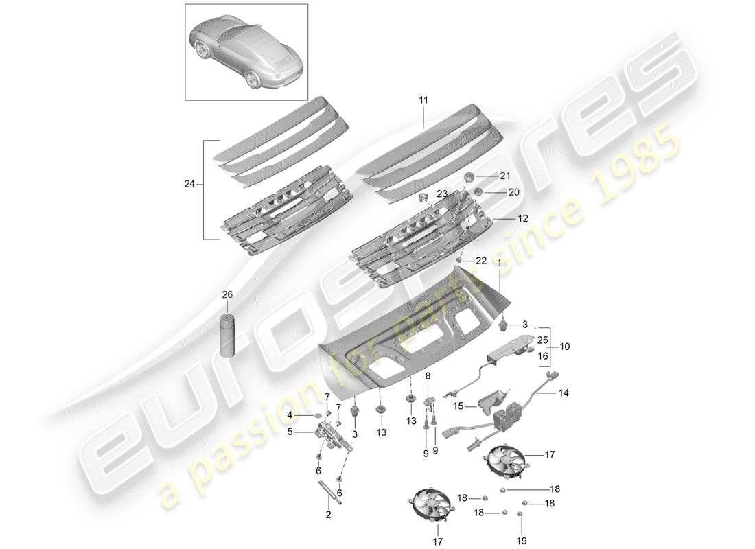 Porsche 991 (2014) COVER Part Diagram