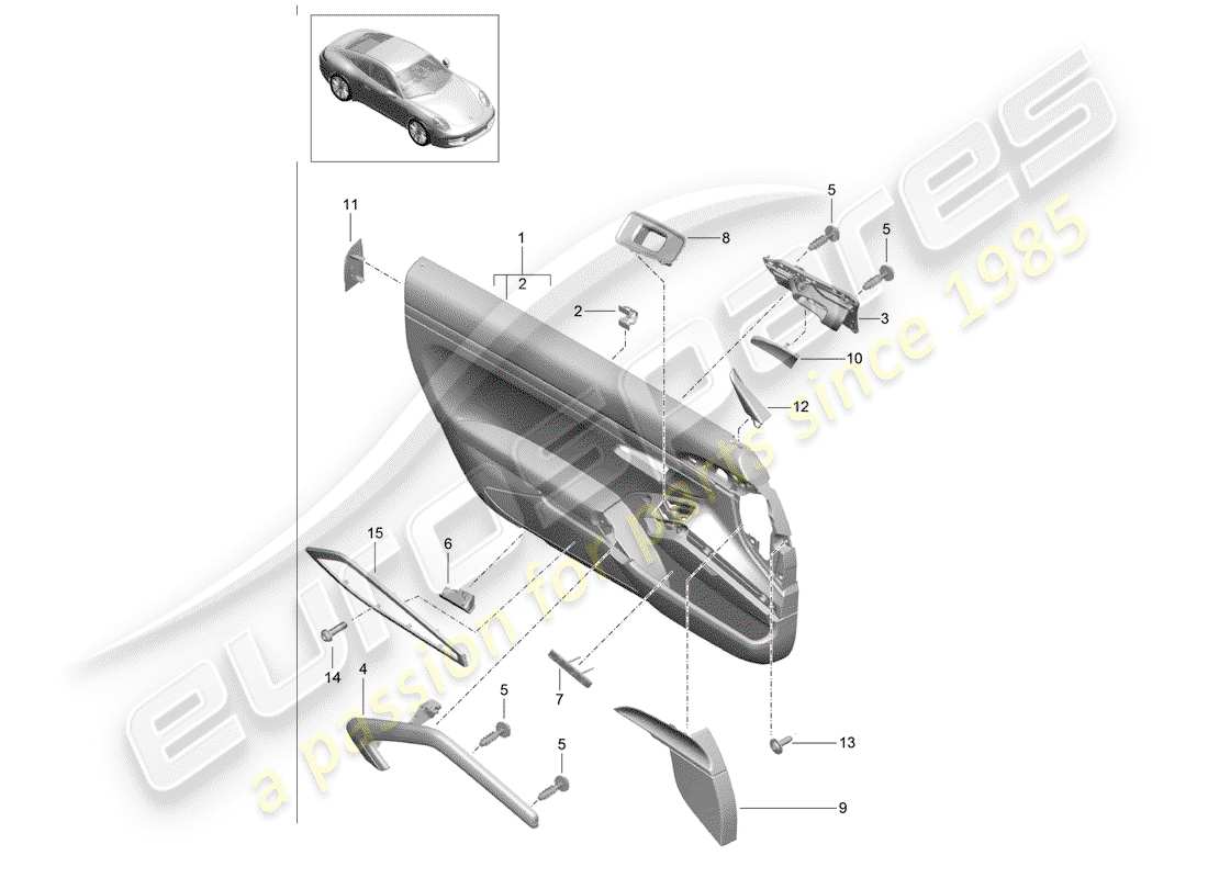 Porsche 991 (2014) DOOR PANEL Part Diagram