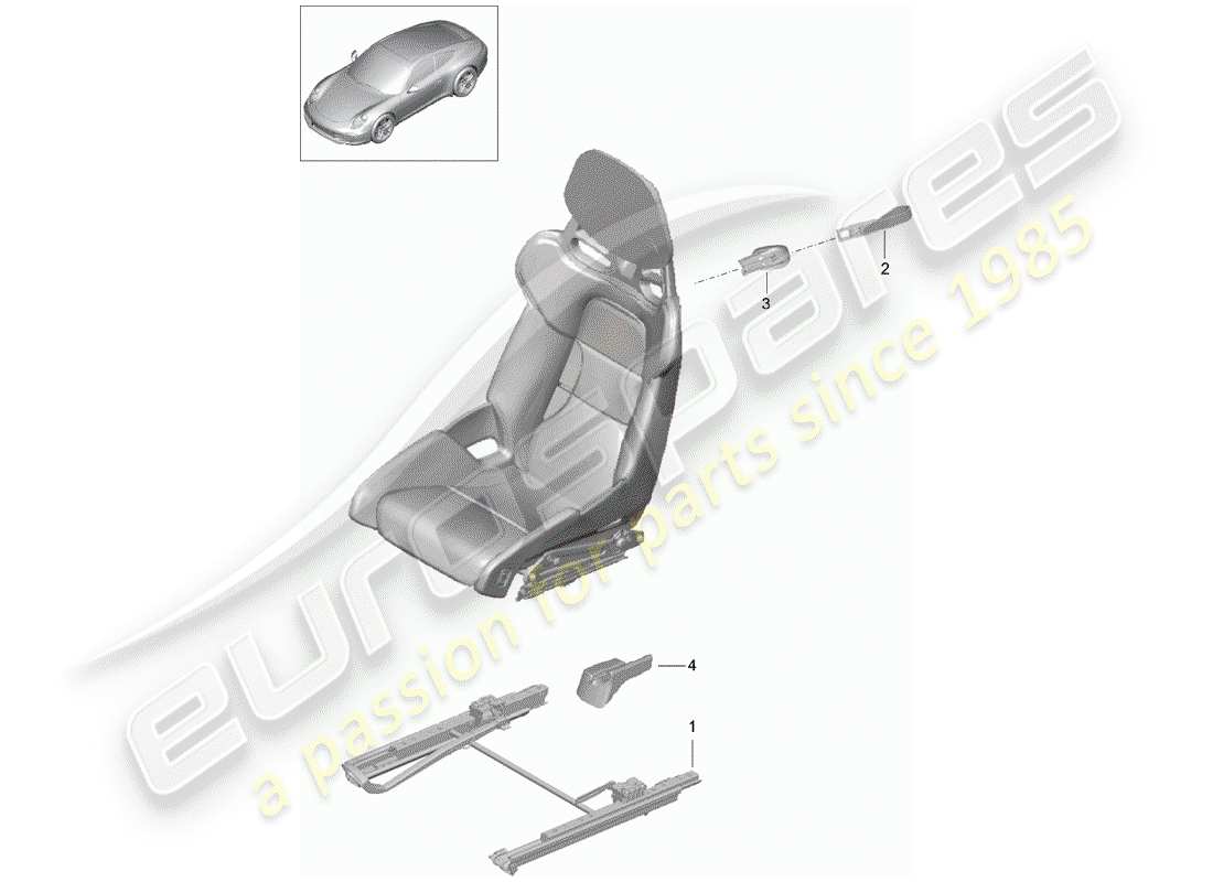 Porsche 991 (2014) SEAT Part Diagram