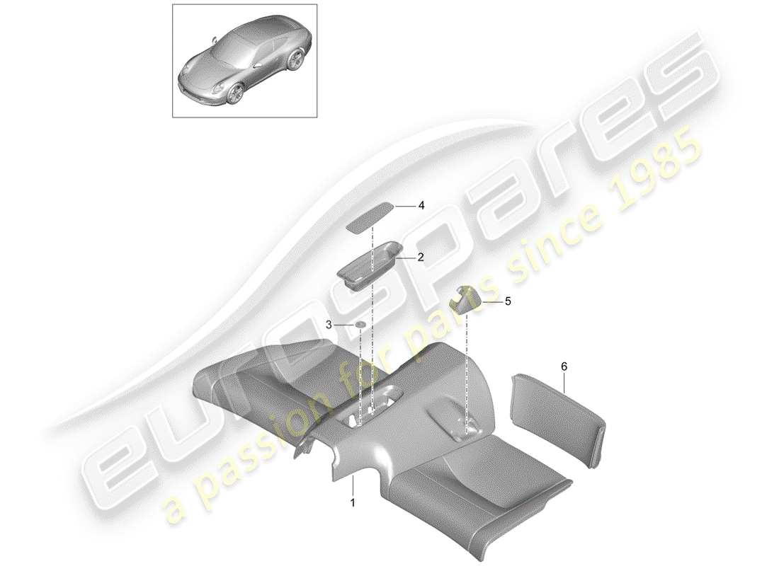 Porsche 991 (2014) BACK SEAT CUSHION Part Diagram