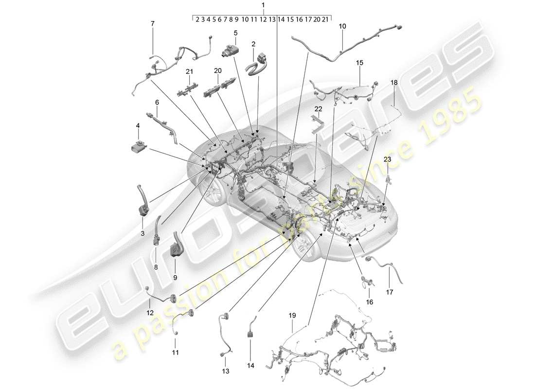 Porsche 991 (2014) wiring harnesses Part Diagram