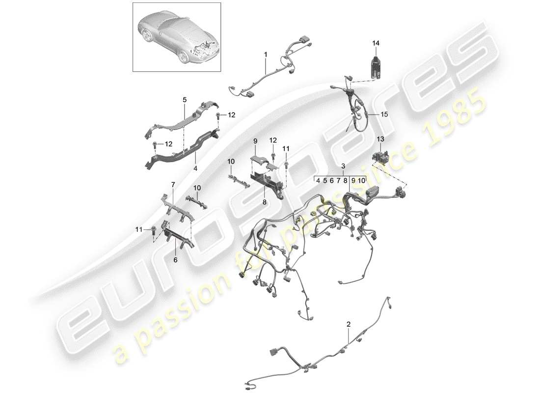 Porsche 991 (2014) wiring harnesses Part Diagram