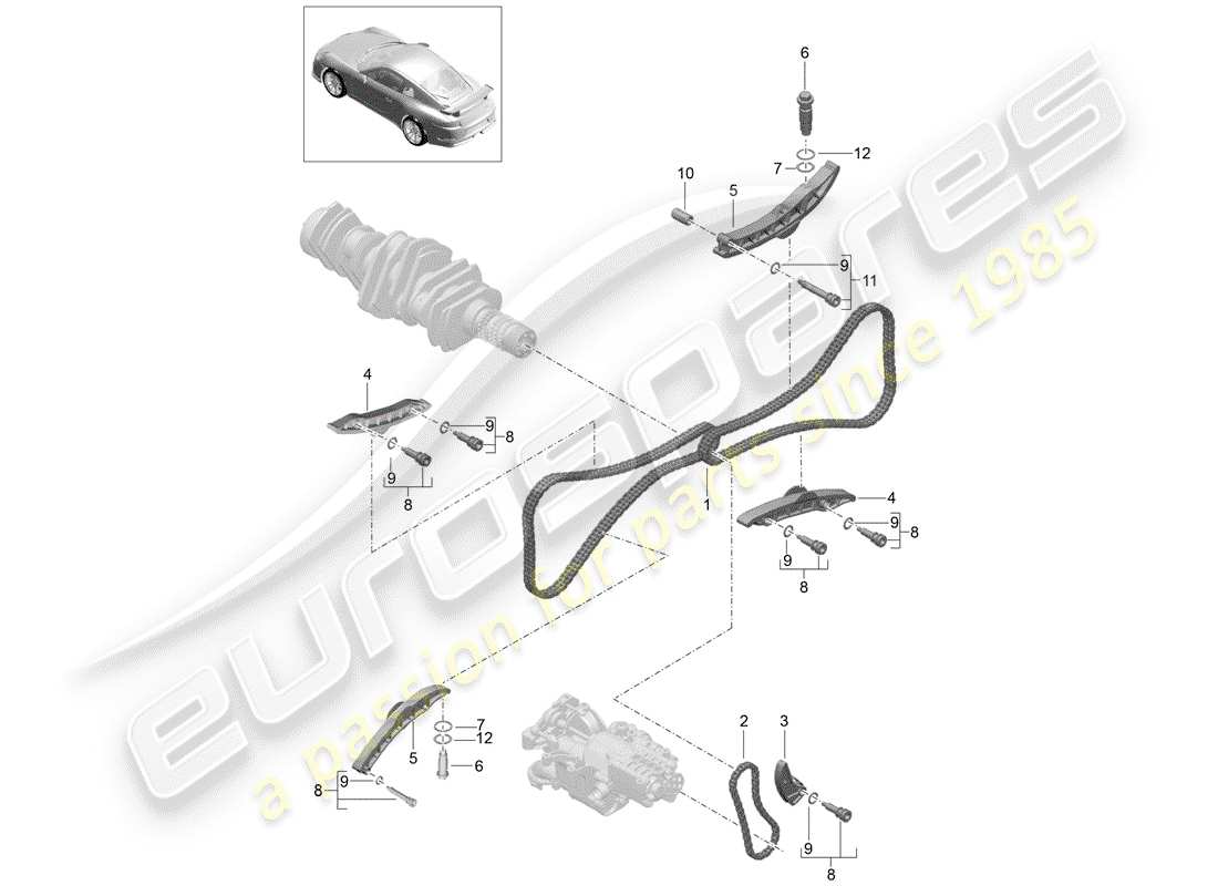 Porsche 991R/GT3/RS (2014) TENSIONER - CHAIN Parts Diagram