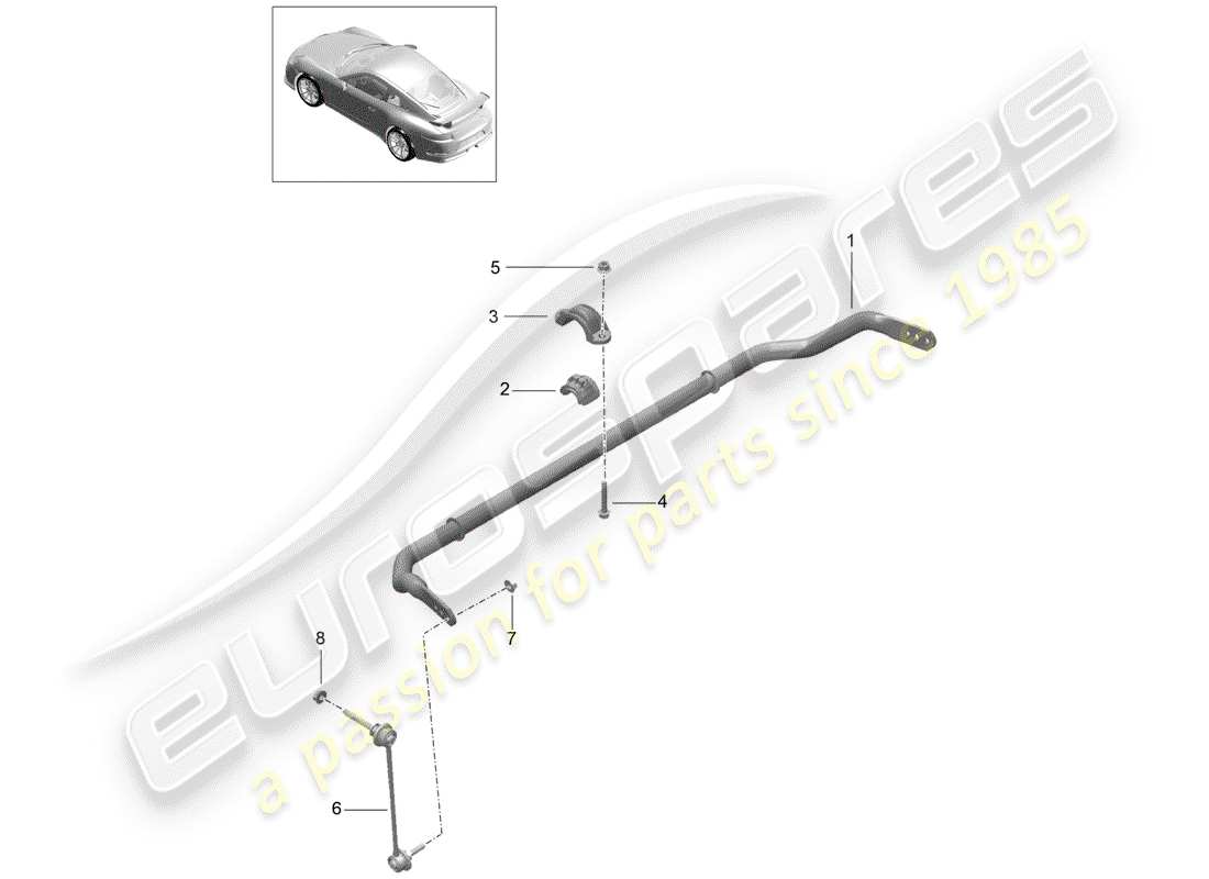 Porsche 991R/GT3/RS (2014) stabilizer Parts Diagram
