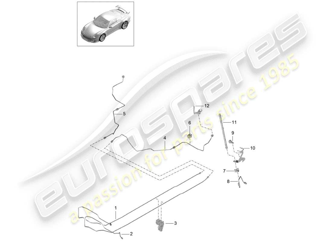 Porsche 991R/GT3/RS (2014) brake line Parts Diagram