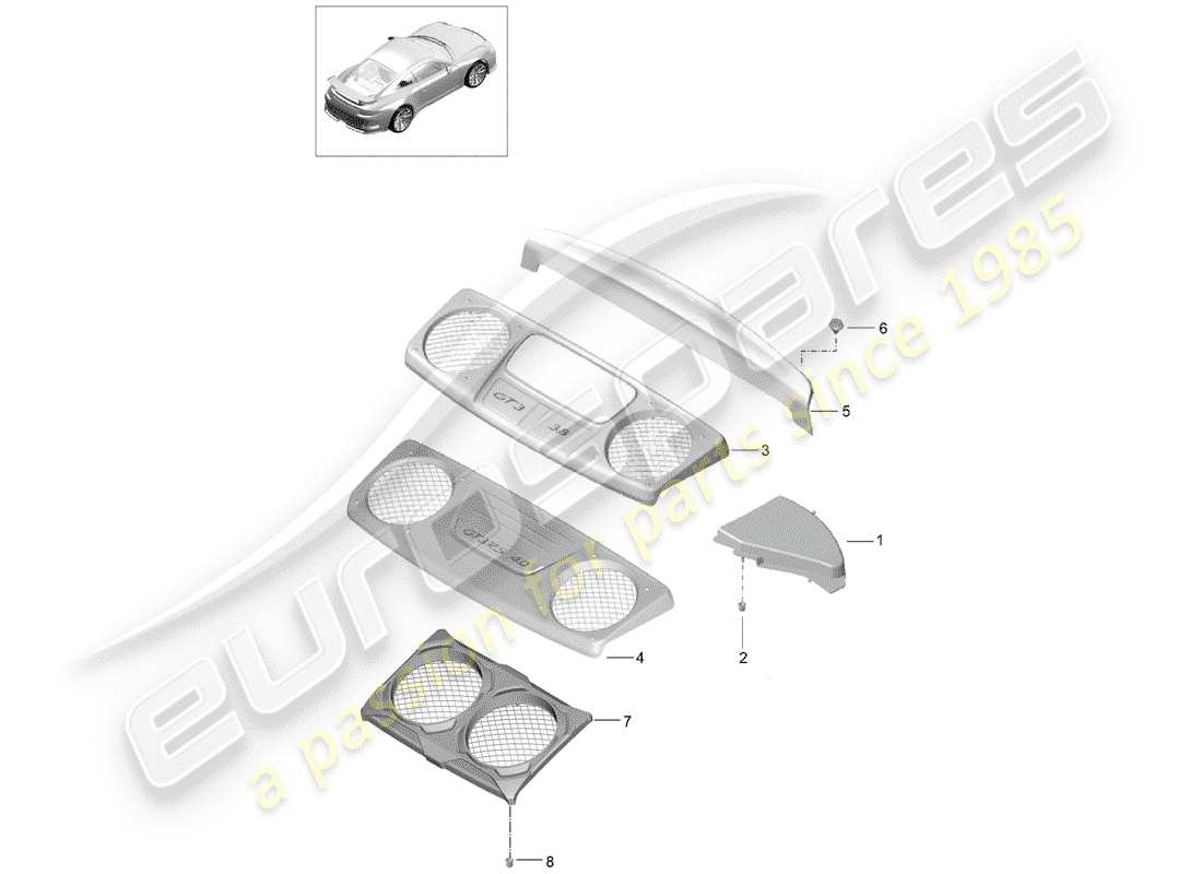 Porsche 991R/GT3/RS (2014) LINING Parts Diagram