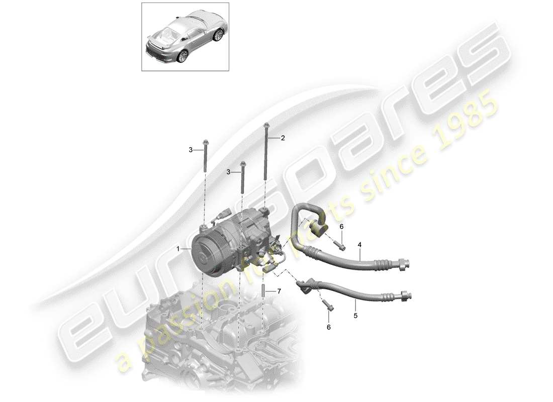 Porsche 991R/GT3/RS (2014) COMPRESSOR Parts Diagram