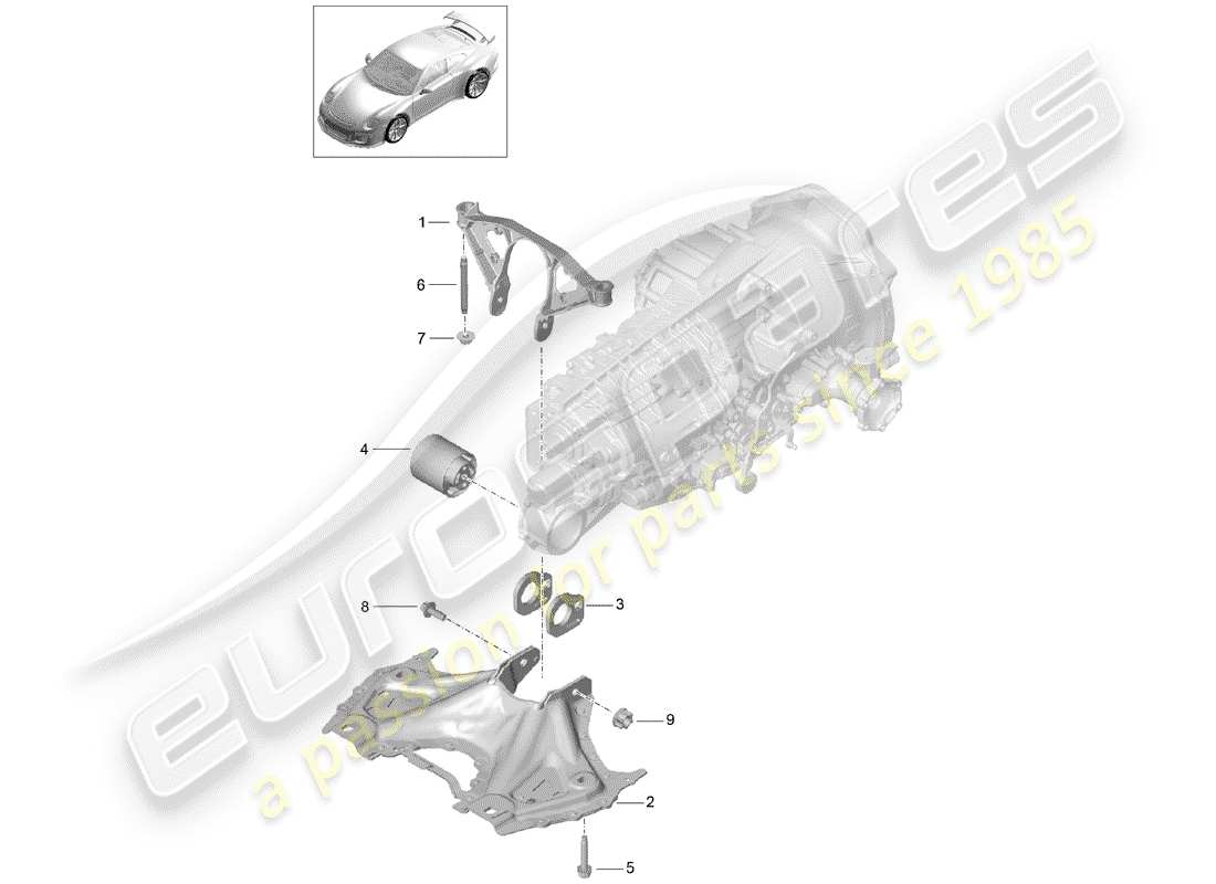 Porsche 991R/GT3/RS (2016) sub frame Part Diagram
