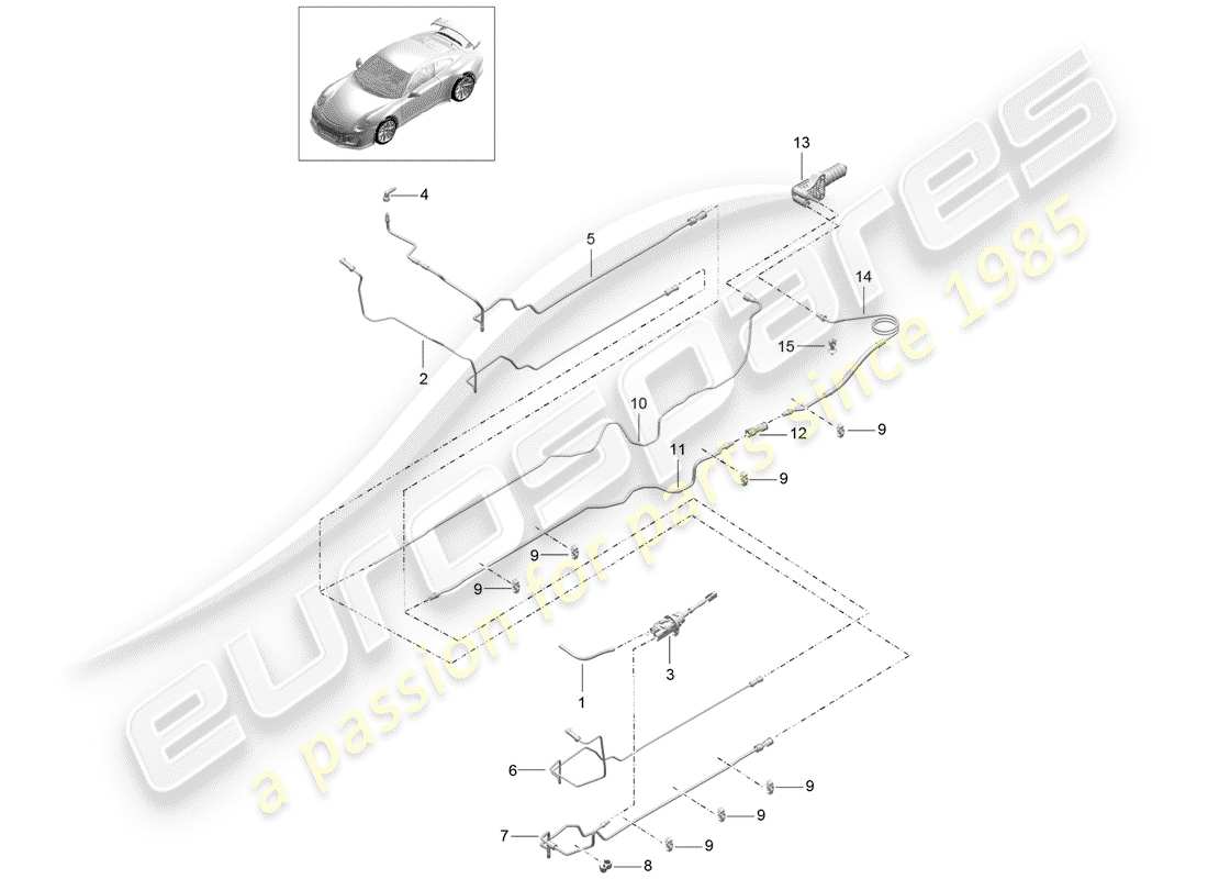 Porsche 991R/GT3/RS (2016) hydraulic clutch Part Diagram
