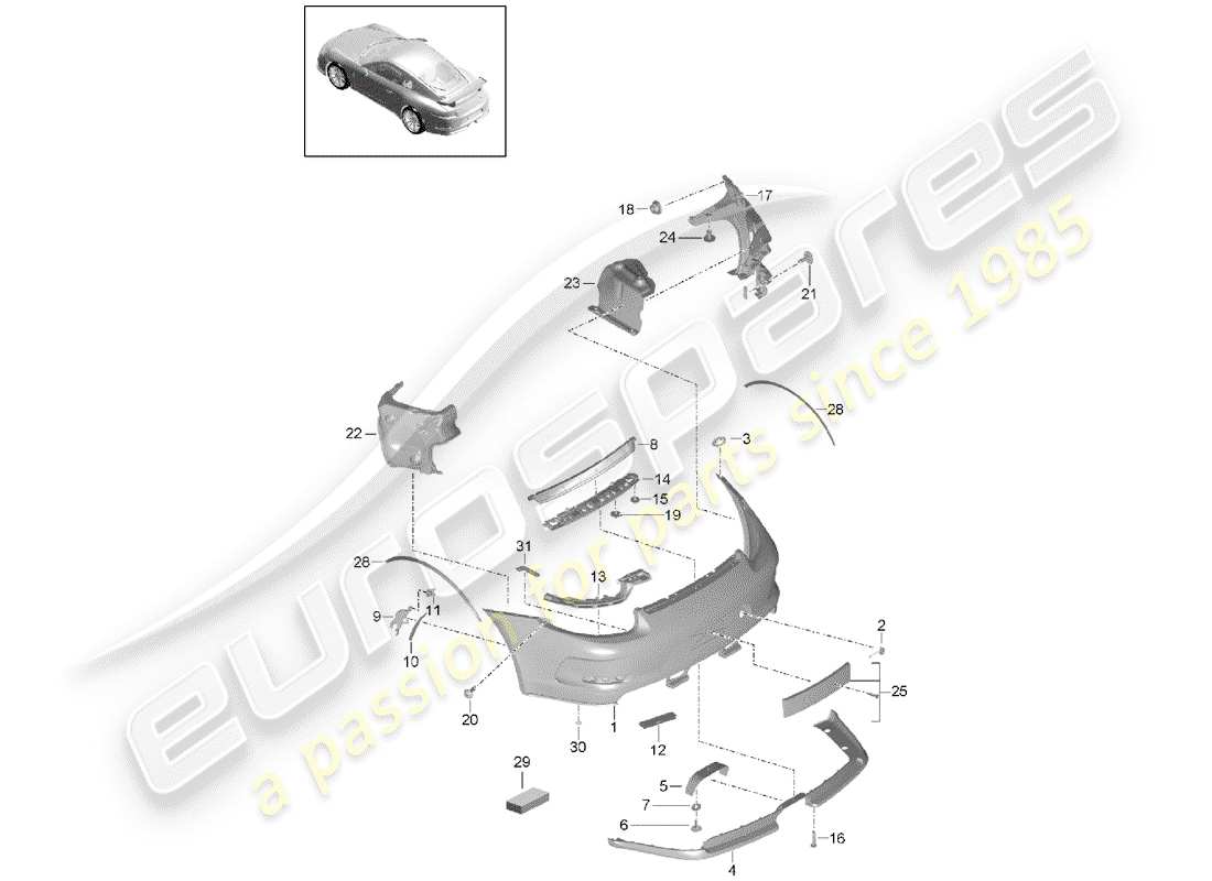 Porsche 991R/GT3/RS (2016) BUMPER Part Diagram